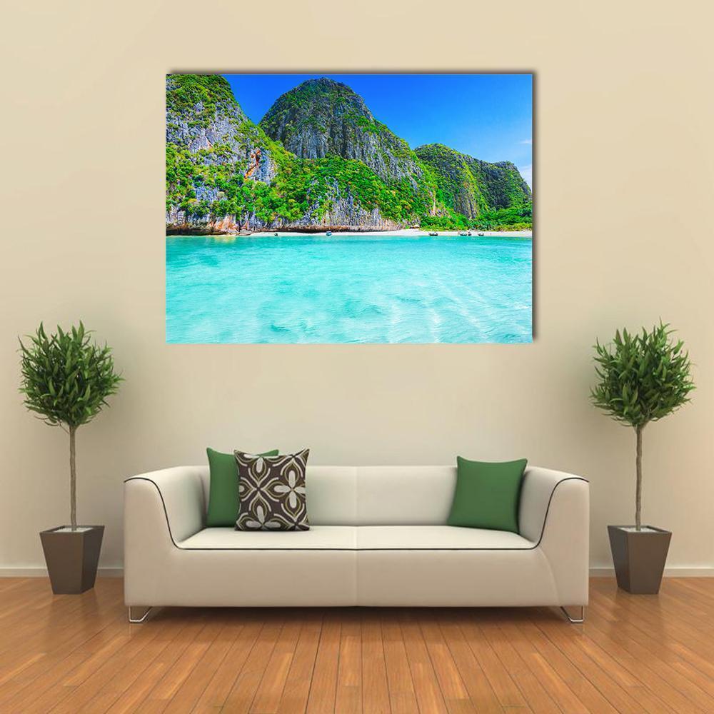 View Of Maya Bay Phi Phi Island Canvas Wall Art-1 Piece-Gallery Wrap-48" x 32"-Tiaracle