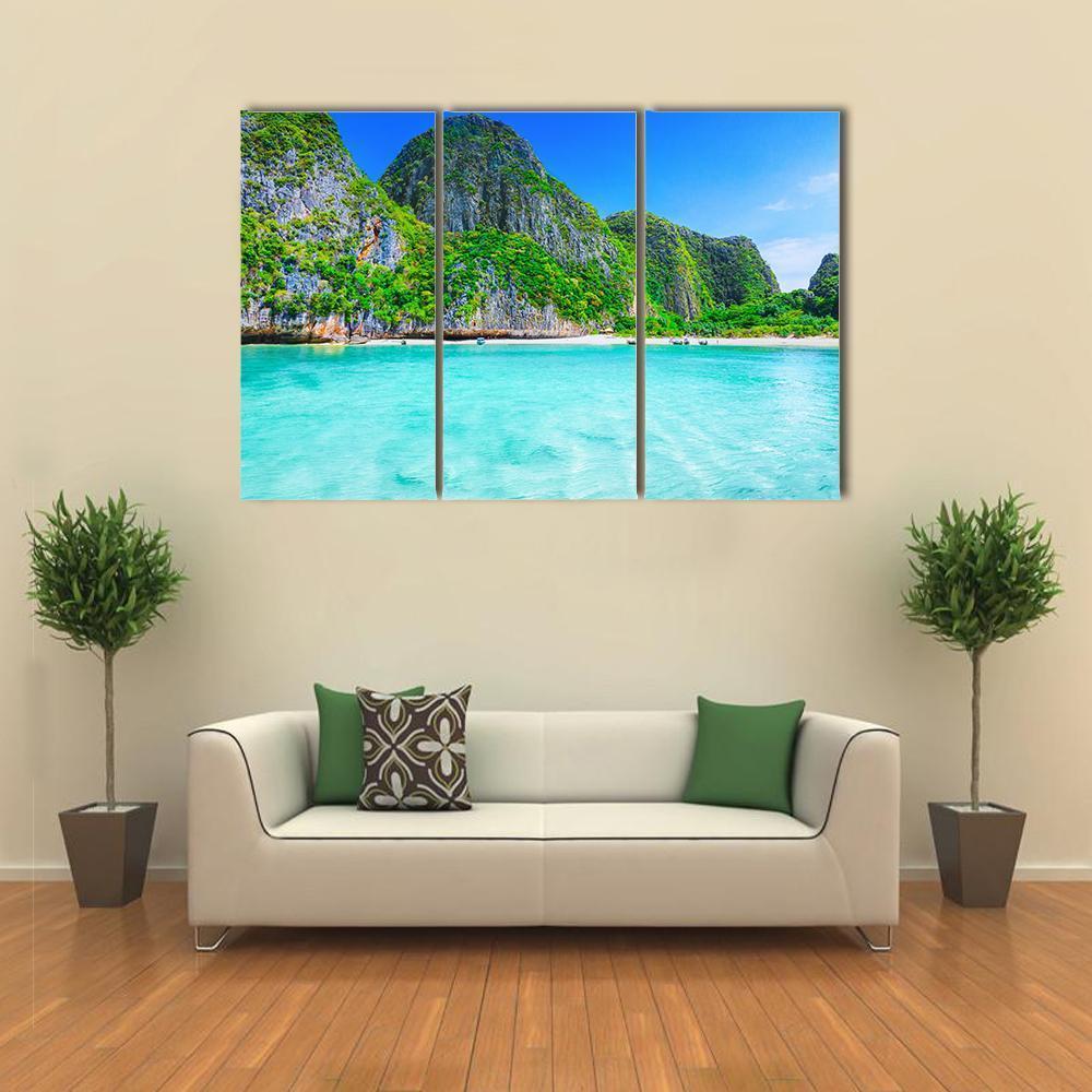 View Of Maya Bay Phi Phi Island Canvas Wall Art-3 Horizontal-Gallery Wrap-37" x 24"-Tiaracle