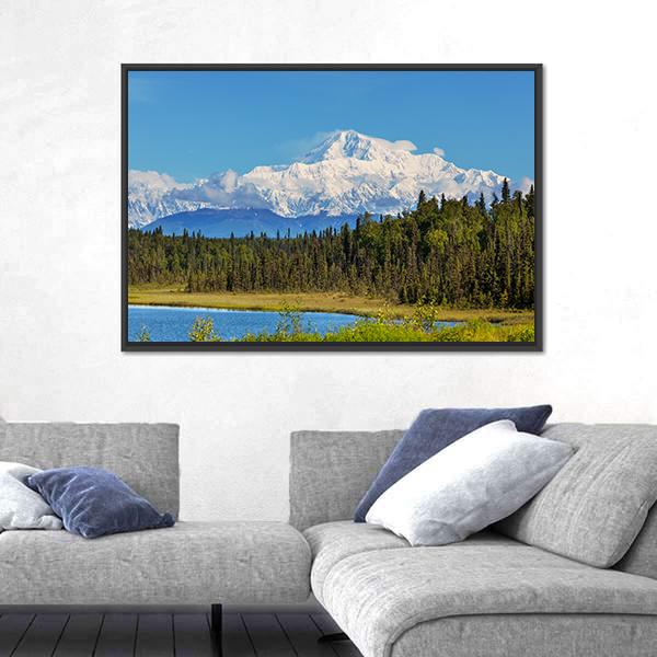 View Of McKinley Peak In Sunny Day Canvas Wall Art-5 Horizontal-Gallery Wrap-22" x 12"-Tiaracle