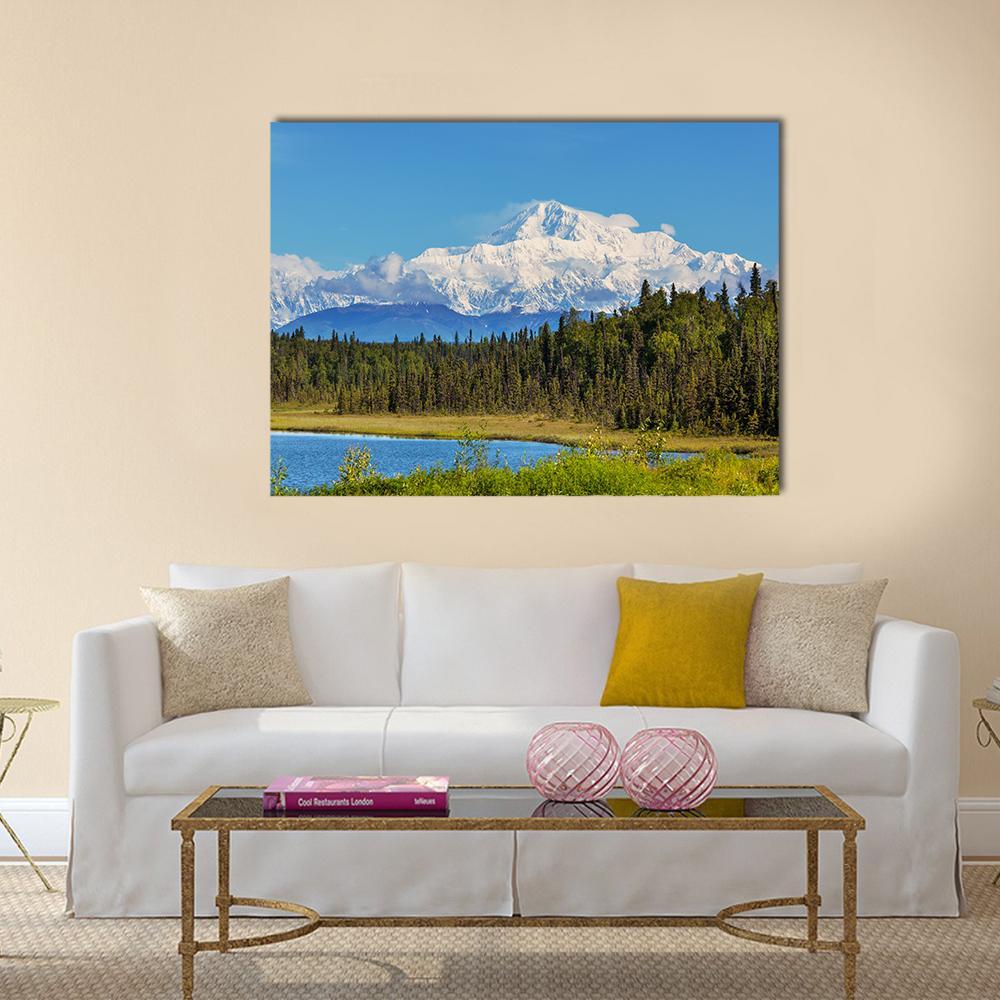 View Of McKinley Peak In Sunny Day Canvas Wall Art-1 Piece-Gallery Wrap-36" x 24"-Tiaracle