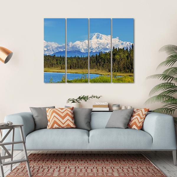 View Of McKinley Peak In Sunny Day Canvas Wall Art-4 Horizontal-Gallery Wrap-34" x 24"-Tiaracle