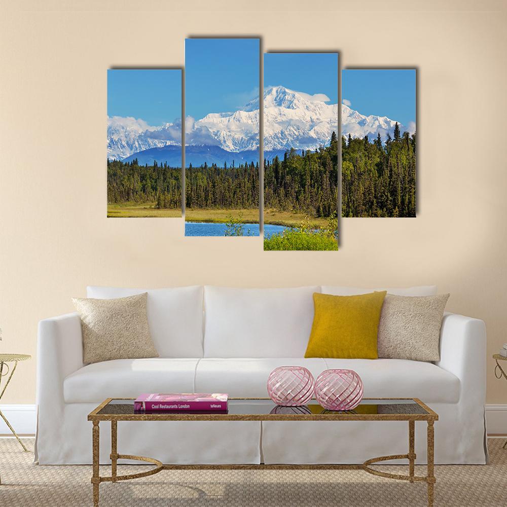View Of McKinley Peak In Sunny Day Canvas Wall Art-1 Piece-Gallery Wrap-48" x 32"-Tiaracle