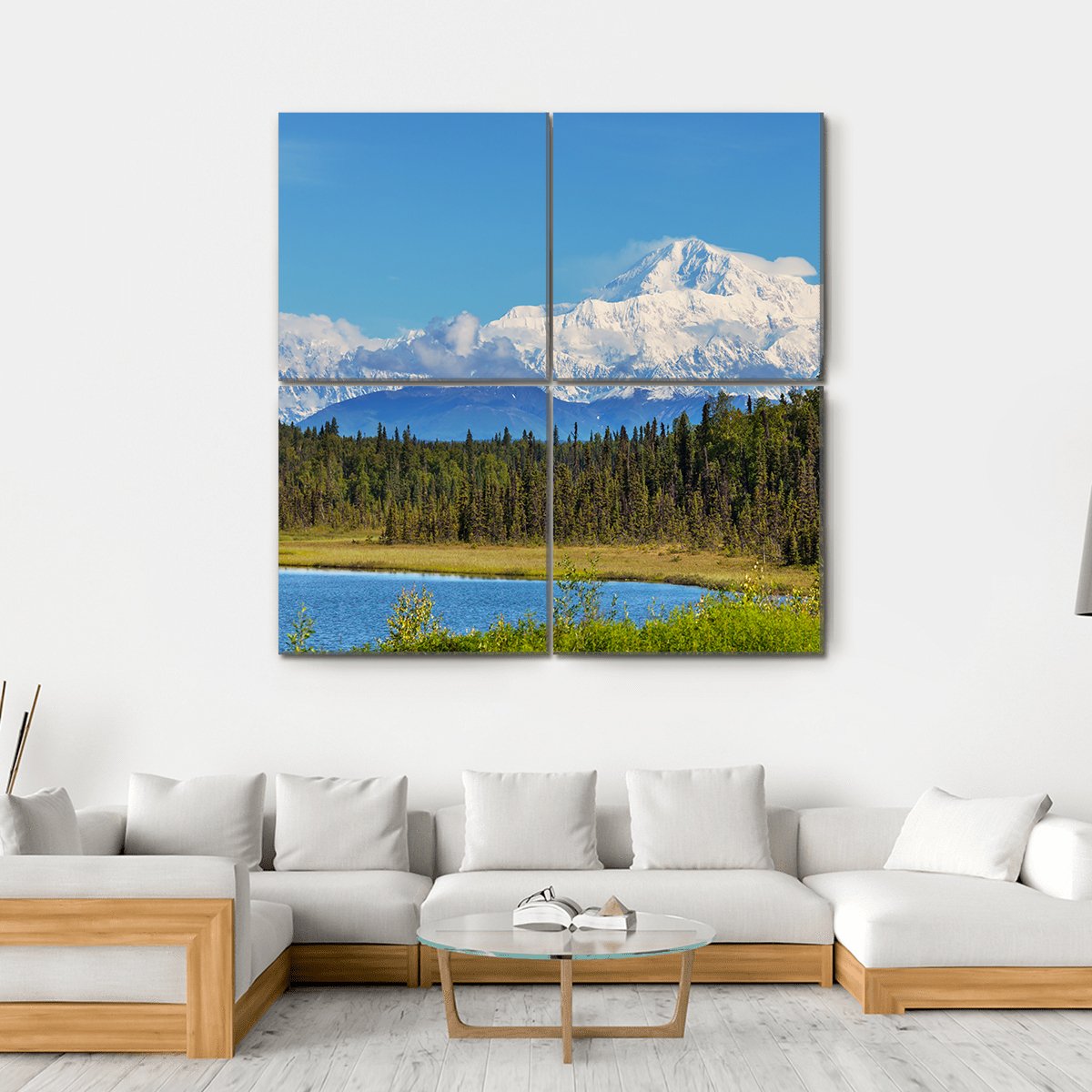 View Of McKinley Peak In Sunny Day Canvas Wall Art-4 Square-Gallery Wrap-17" x 17"-Tiaracle