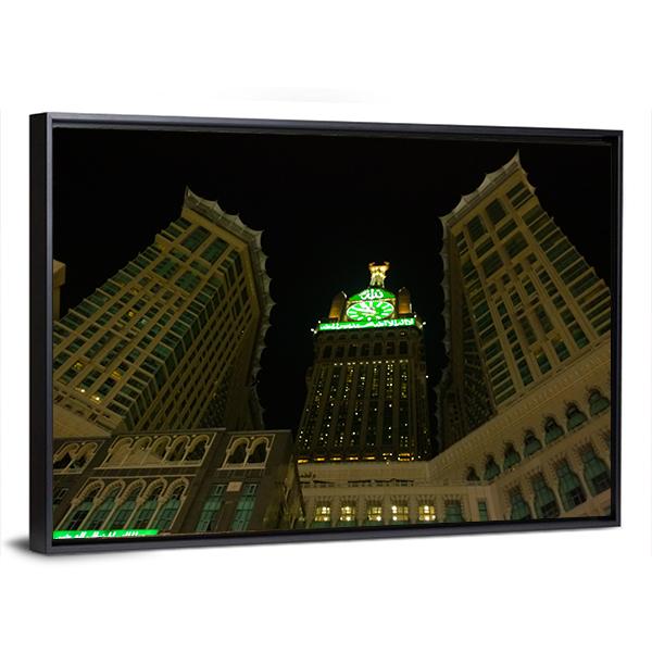 View Of Mecca Clock Tower At Night Canvas Wall Art-5 Horizontal-Gallery Wrap-22" x 12"-Tiaracle