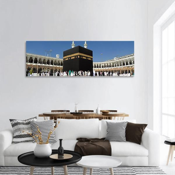 The Holly Kaaba Panoramic Canvas Wall Art-3 Piece-25" x 08"-Tiaracle