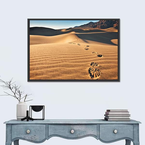 View Of Mesquite Flat Sand Dunes Canvas Wall Art-1 Piece-Floating Frame-24" x 16"-Tiaracle