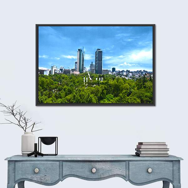 View Of Mexico City Canvas Wall Art-1 Piece-Floating Frame-24" x 16"-Tiaracle