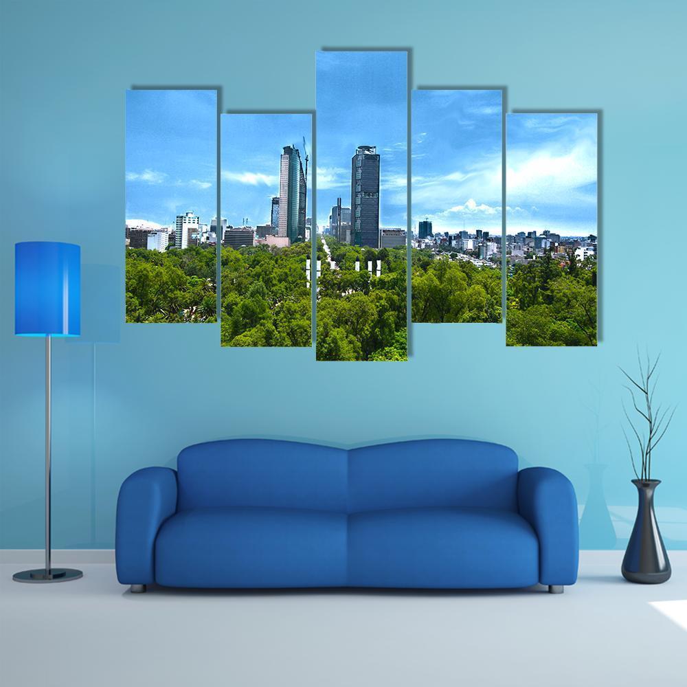View Of Mexico City Canvas Wall Art-5 Pop-Gallery Wrap-47" x 32"-Tiaracle