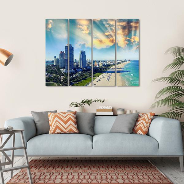 View Of Miami Beach Canvas Wall Art-4 Horizontal-Gallery Wrap-34" x 24"-Tiaracle