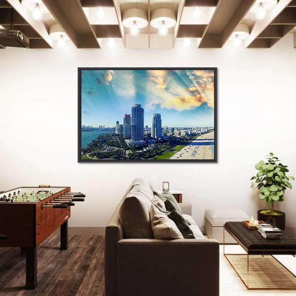 View Of Miami Beach Canvas Wall Art-3 Horizontal-Gallery Wrap-25" x 16"-Tiaracle