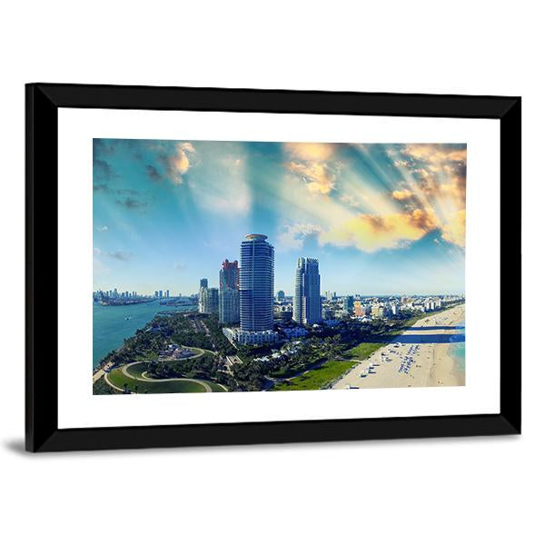 View Of Miami Beach In Florida Panoramic Canvas Wall Art-1 Piece-36" x 12"-Tiaracle
