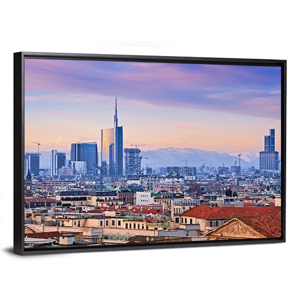 View Of Milans Business District Canvas Wall Art-3 Horizontal-Gallery Wrap-25" x 16"-Tiaracle