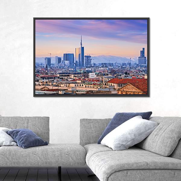 View Of Milans Business District Canvas Wall Art-3 Horizontal-Gallery Wrap-25" x 16"-Tiaracle
