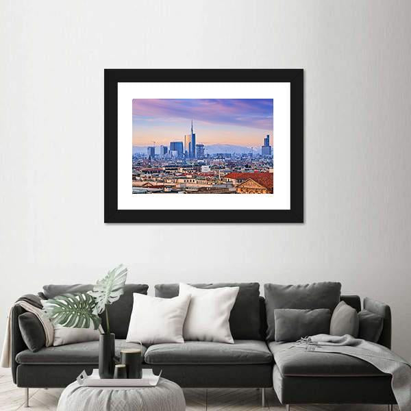 View Of Milans Business District Canvas Wall Art-3 Horizontal-Gallery Wrap-25" x 16"-Tiaracle