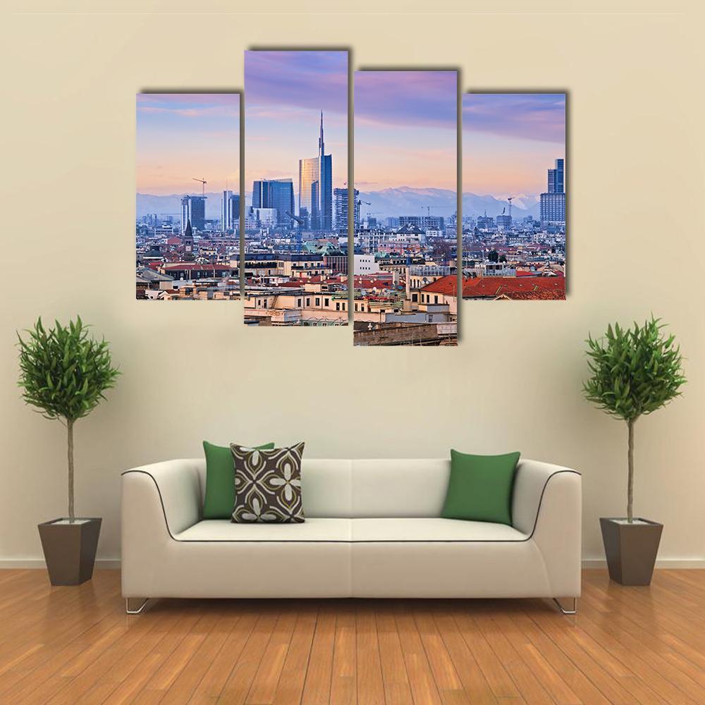 View Of Milans Business District Canvas Wall Art-4 Pop-Gallery Wrap-50" x 32"-Tiaracle