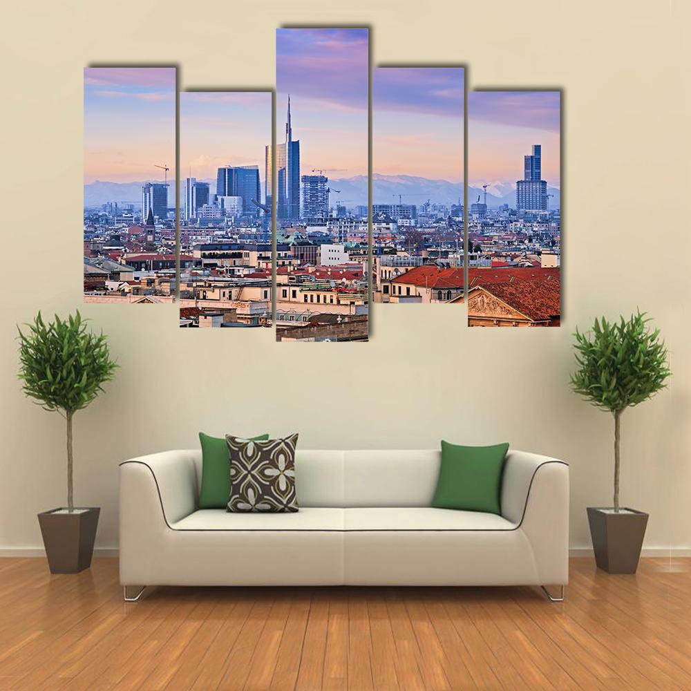 View Of Milans Business District Canvas Wall Art-5 Pop-Gallery Wrap-47" x 32"-Tiaracle
