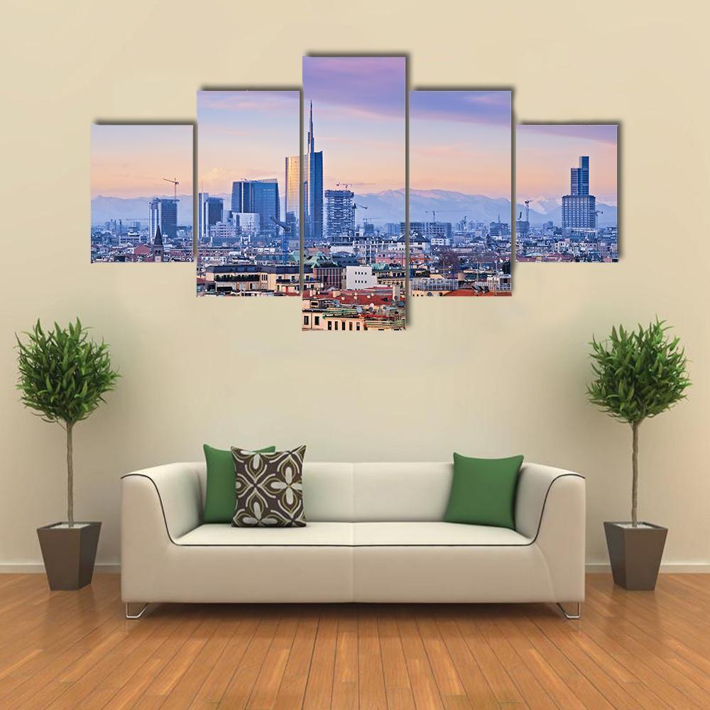 View Of Milans Business District Canvas Wall Art-5 Star-Gallery Wrap-62" x 32"-Tiaracle