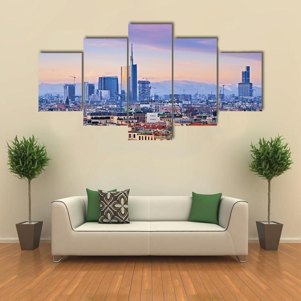 View Of Milans Business District Canvas Wall Art-1 Piece-Gallery Wrap-48" x 32"-Tiaracle