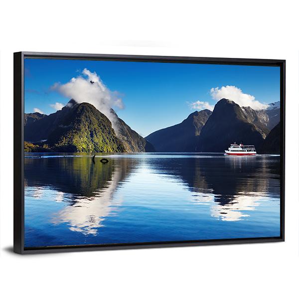 View Of Milford Sound Canvas Wall Art-3 Horizontal-Gallery Wrap-25" x 16"-Tiaracle