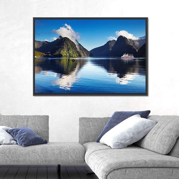 View Of Milford Sound Canvas Wall Art-3 Horizontal-Gallery Wrap-25" x 16"-Tiaracle