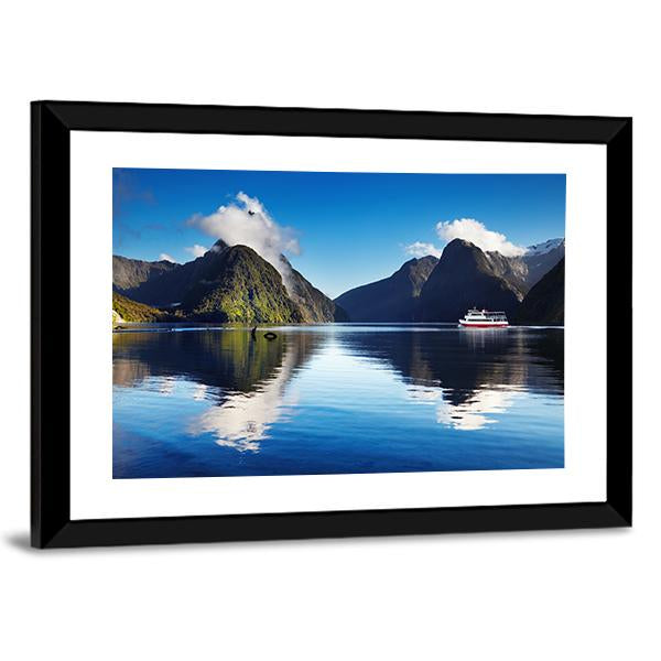 View Of Milford Sound Canvas Wall Art-3 Horizontal-Gallery Wrap-25" x 16"-Tiaracle