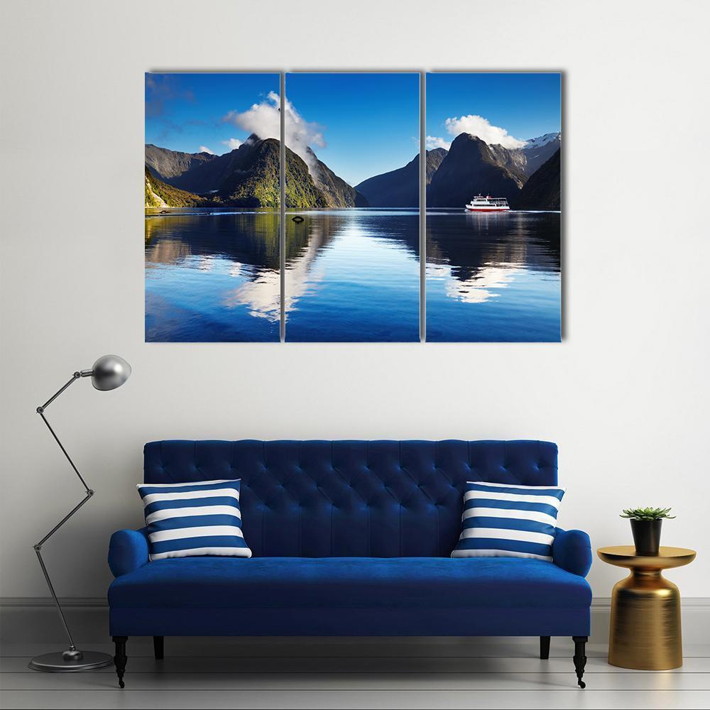 View Of Milford Sound Canvas Wall Art-3 Horizontal-Gallery Wrap-37" x 24"-Tiaracle