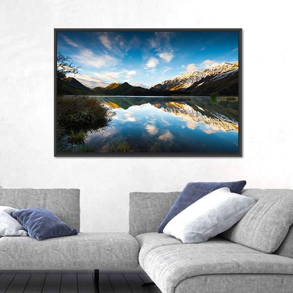 View Of Moke Lake Near Queenstown Canvas Wall Art-3 Horizontal-Gallery Wrap-25" x 16"-Tiaracle