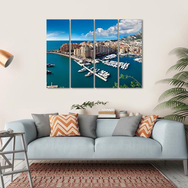 View Of Monte Carlo Harbour In Monaco Canvas Wall Art-4 Horizontal-Gallery Wrap-34" x 24"-Tiaracle