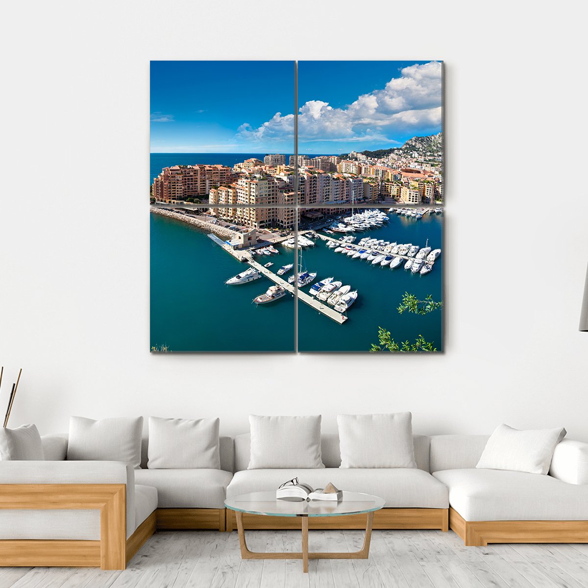 View Of Monte Carlo Harbour In Monaco Canvas Wall Art-4 Square-Gallery Wrap-17" x 17"-Tiaracle
