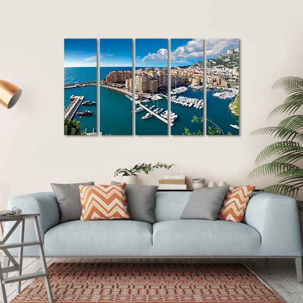 View Of Monte Carlo Harbour In Monaco Canvas Wall Art-5 Horizontal-Gallery Wrap-22" x 12"-Tiaracle
