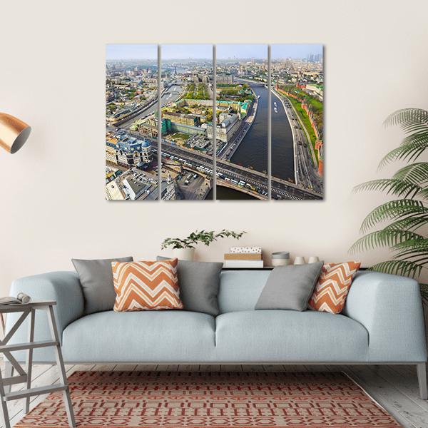 Moscow Aerial View Canvas Wall Art-4 Horizontal-Gallery Wrap-34" x 24"-Tiaracle
