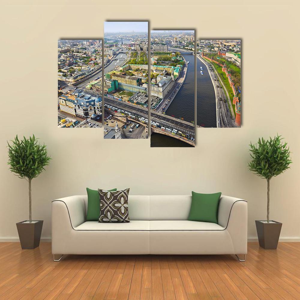 Moscow Aerial View Canvas Wall Art-4 Pop-Gallery Wrap-50&quot; x 32&quot;-Tiaracle