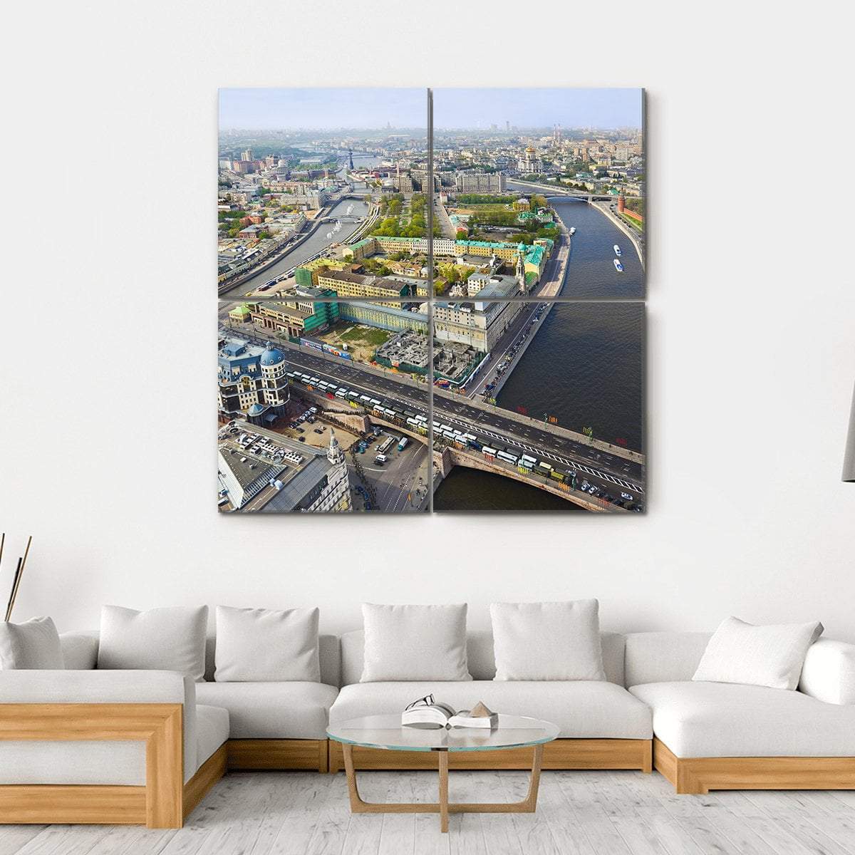 Moscow Aerial View Canvas Wall Art-4 Square-Gallery Wrap-17" x 17"-Tiaracle