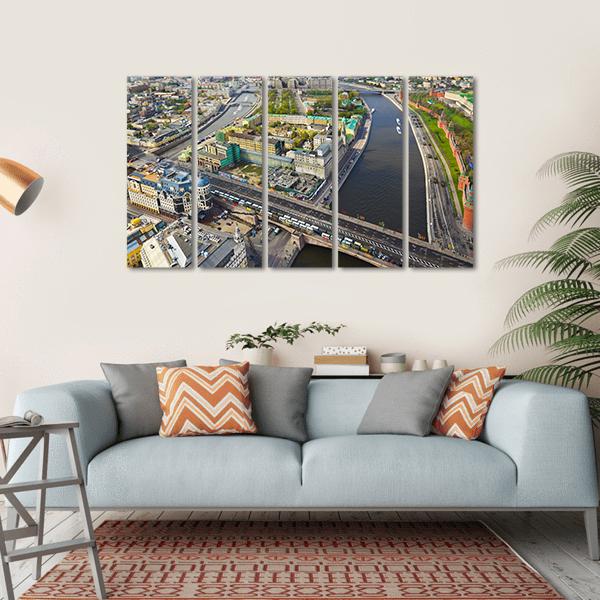 Moscow Aerial View Canvas Wall Art-5 Horizontal-Gallery Wrap-22" x 12"-Tiaracle