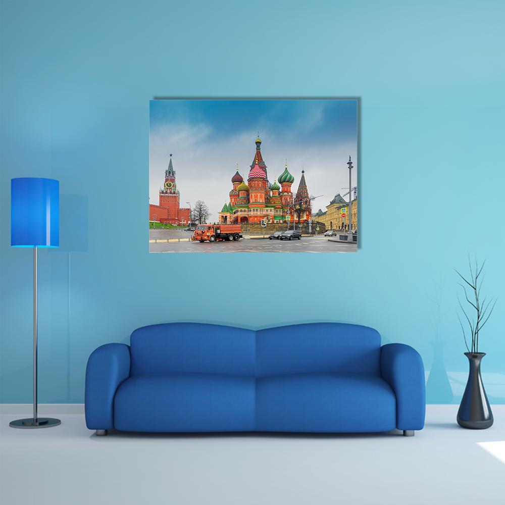 View Of Moscow Red Square Kremlin Towers Canvas Wall Art-1 Piece-Gallery Wrap-36" x 24"-Tiaracle