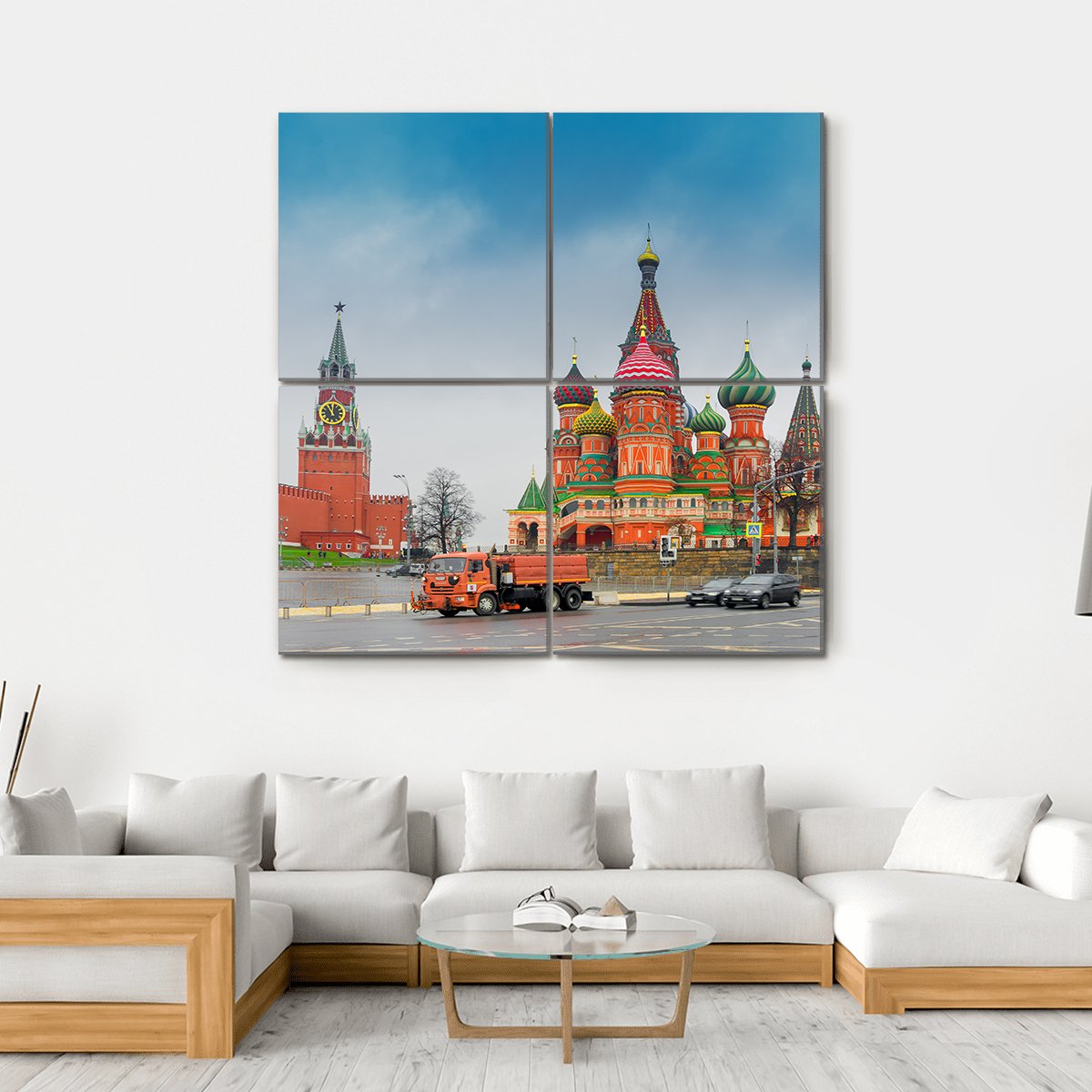 View Of Moscow Red Square Kremlin Towers Canvas Wall Art-4 Square-Gallery Wrap-17" x 17"-Tiaracle