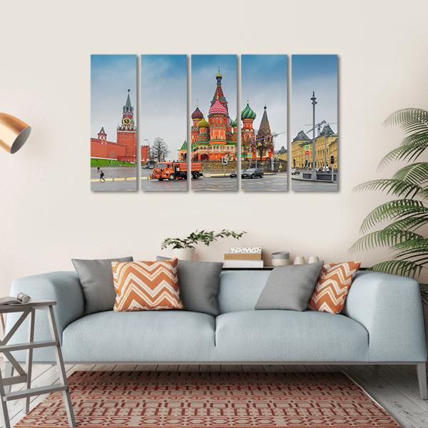 View Of Moscow Red Square Kremlin Towers Canvas Wall Art-5 Horizontal-Gallery Wrap-22" x 12"-Tiaracle