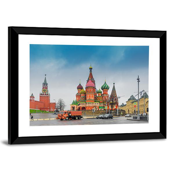 View Of Moscow Red Square Kremlin Towers Panoramic Canvas Wall Art-1 Piece-36" x 12"-Tiaracle