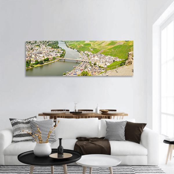 View Of Moselle Valley In Germany Panoramic Canvas Wall Art-3 Piece-25" x 08"-Tiaracle