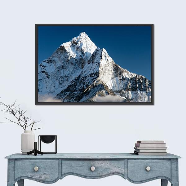 View Of Mount Ama Dablam Nepal Canvas Wall Art-1 Piece-Floating Frame-24" x 16"-Tiaracle