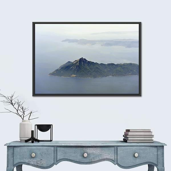 View Of Mount Athos Canvas Wall Art-1 Piece-Floating Frame-24" x 16"-Tiaracle