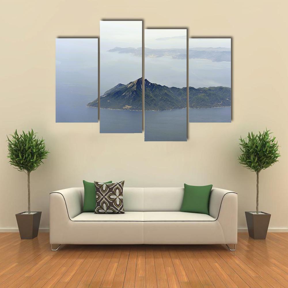 View Of Mount Athos Canvas Wall Art-4 Pop-Gallery Wrap-50" x 32"-Tiaracle