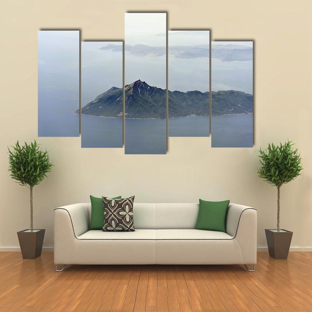 View Of Mount Athos Canvas Wall Art-5 Pop-Gallery Wrap-47" x 32"-Tiaracle