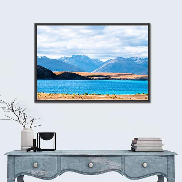View Of Mount Cook Beside Lake Tekapo Canvas Wall Art-1 Piece-Floating Frame-24" x 16"-Tiaracle