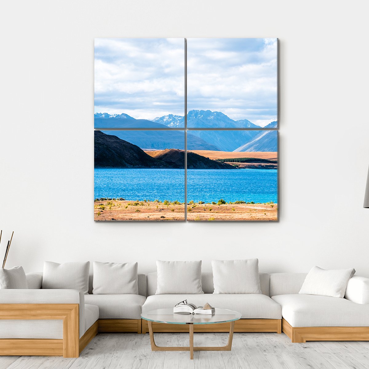 View Of Mount Cook Beside Lake Tekapo Canvas Wall Art-4 Square-Gallery Wrap-17" x 17"-Tiaracle