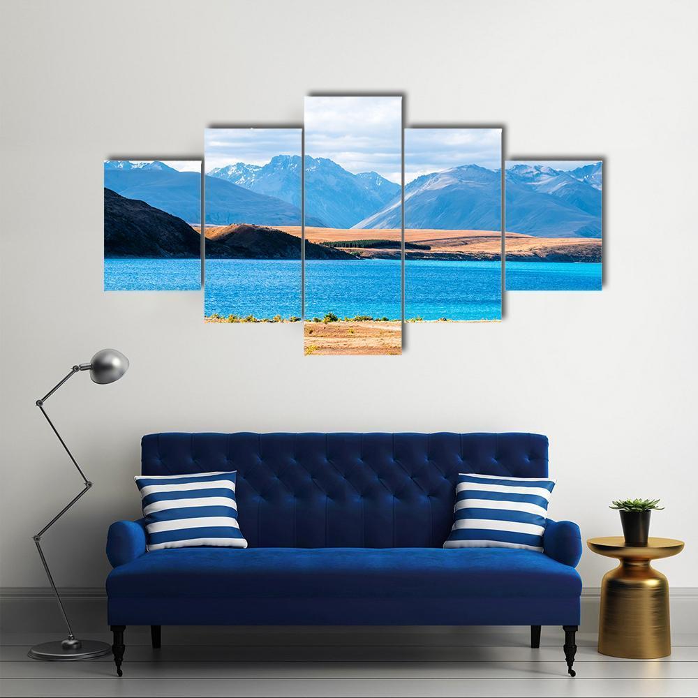 View Of Mount Cook Beside Lake Tekapo Canvas Wall Art-5 Star-Gallery Wrap-62" x 32"-Tiaracle