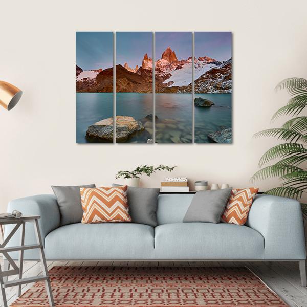 View Of Mount Fitzroy During Sunrise Canvas Wall Art-4 Horizontal-Gallery Wrap-34" x 24"-Tiaracle