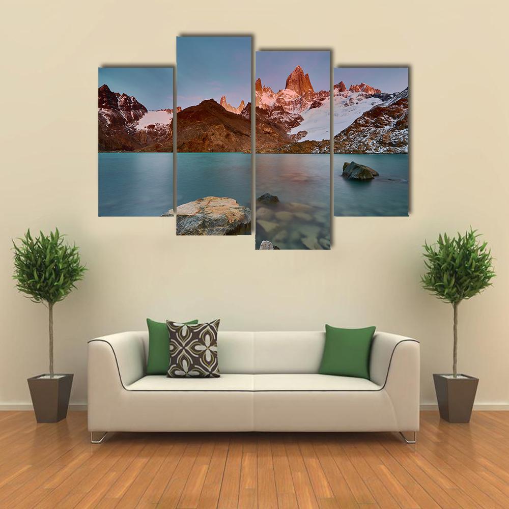 View Of Mount Fitzroy During Sunrise Canvas Wall Art-4 Pop-Gallery Wrap-50" x 32"-Tiaracle