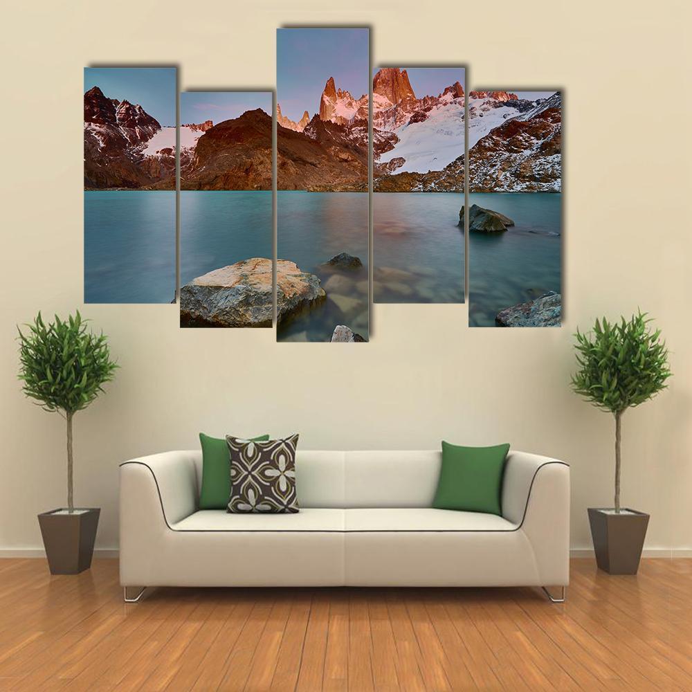 View Of Mount Fitzroy During Sunrise Canvas Wall Art-5 Pop-Gallery Wrap-47" x 32"-Tiaracle