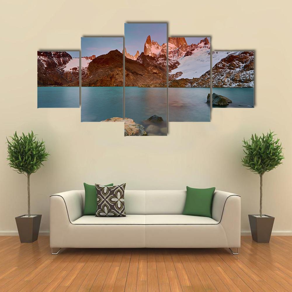 View Of Mount Fitzroy During Sunrise Canvas Wall Art-5 Star-Gallery Wrap-62" x 32"-Tiaracle